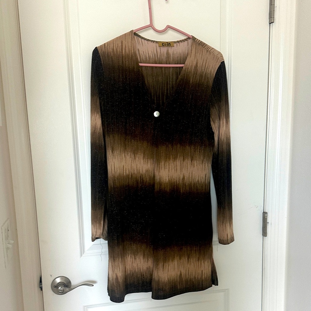Brown and Black Long Sleeve Dress